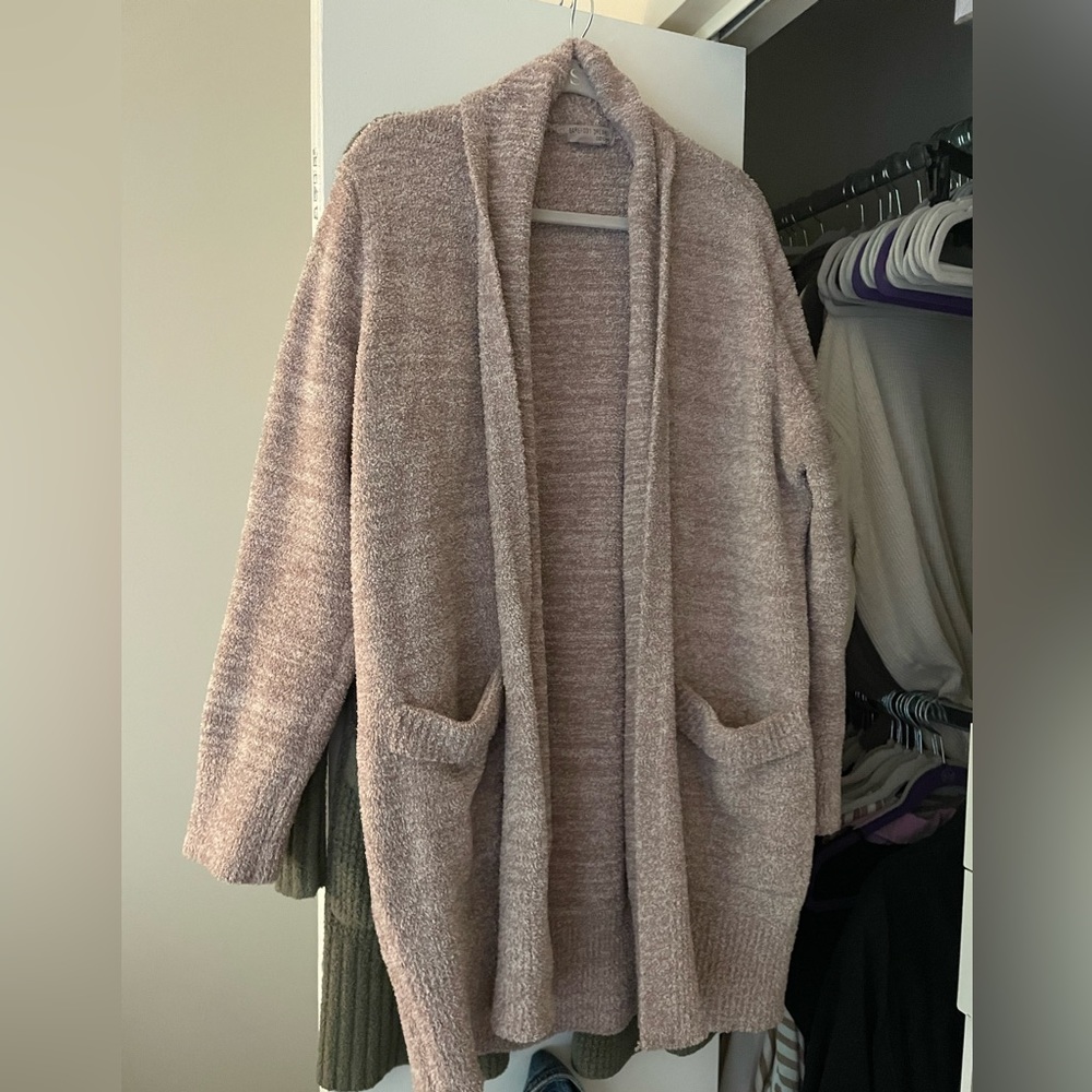 Barefoot Dreams Red & Cream Cozy Chic Cardigan Size Medium